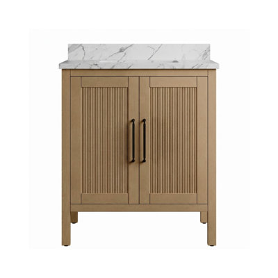 Kellian 30"W x 21"D Honey Oak Vanity and Engineered Stone Vanity Top with Rectangular Undermount Single Bowl