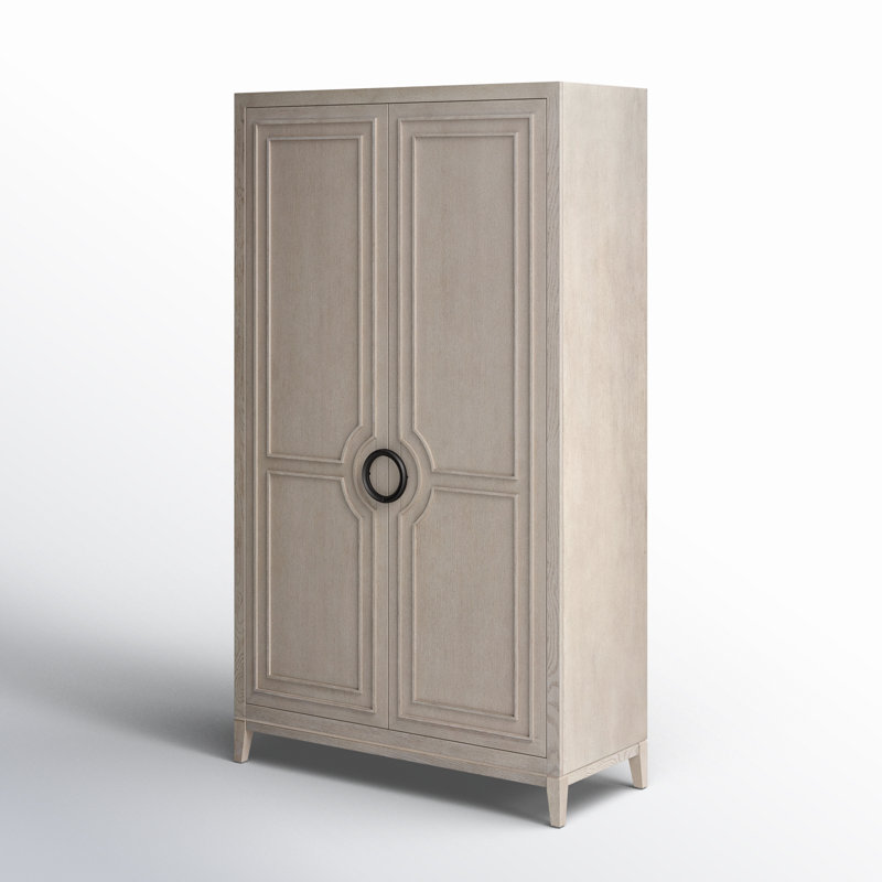 Nadine Light Brown Wood Wardrobe with Adjustable Shelves