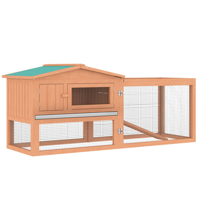 Maison spacieuse à 2 couches avec couloir détachable et extérieur pour une durabilité à long terme, 61,5 po x 23 po x 27 po, 1 à 2 lapins