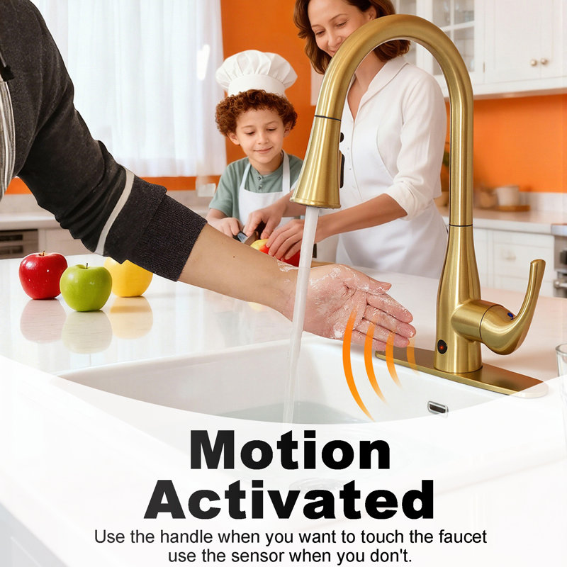 Touchless Kitchen Faucet with Pull-Down Hose, Hands-Free Motion Sensor Sink Faucet, 4 Spray Modes