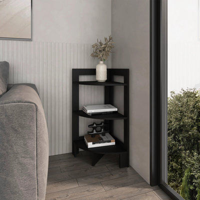 3 Shelf Black Corner Storage Cabinet - Versatile And Stylish Maximize Space With Tiered Display Show Off Your Treasures Modern Look