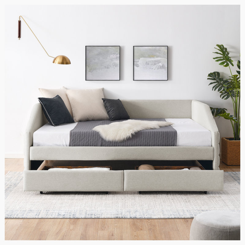 Eslet Upholstered Daybed, Queen, Beige