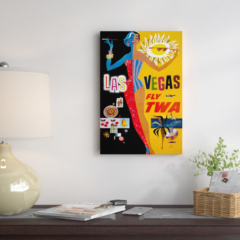 «Las Vegas, Fly TWA» par Print Collection, affiche vintage sur toile tendue, H 60 po x l 40po x P 1,5 po
