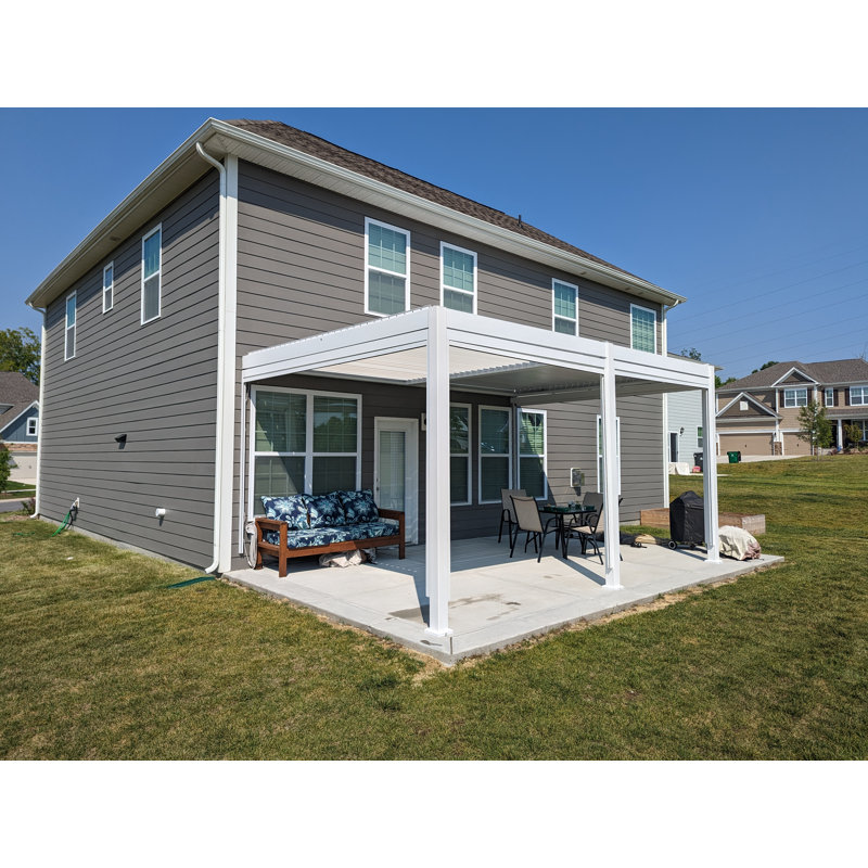 Pergola à auvent motorisée en aluminium, Blanc, L 19 pi x P 13 pi