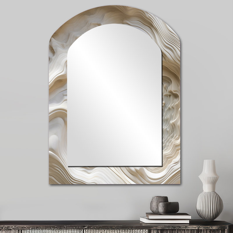 Miroir mural crème en spirale Nebula II, 34 po x 25 po