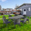 Ensemble de 9 meubles de patio en aluminium coulé avec coussins bleus 9 pièces