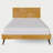 Rhombus Solid Rubber Wood Queen Platform Bed Frame with Geometric Headboard & Tapered Legs – Teak Brown-1219603616-1219603618