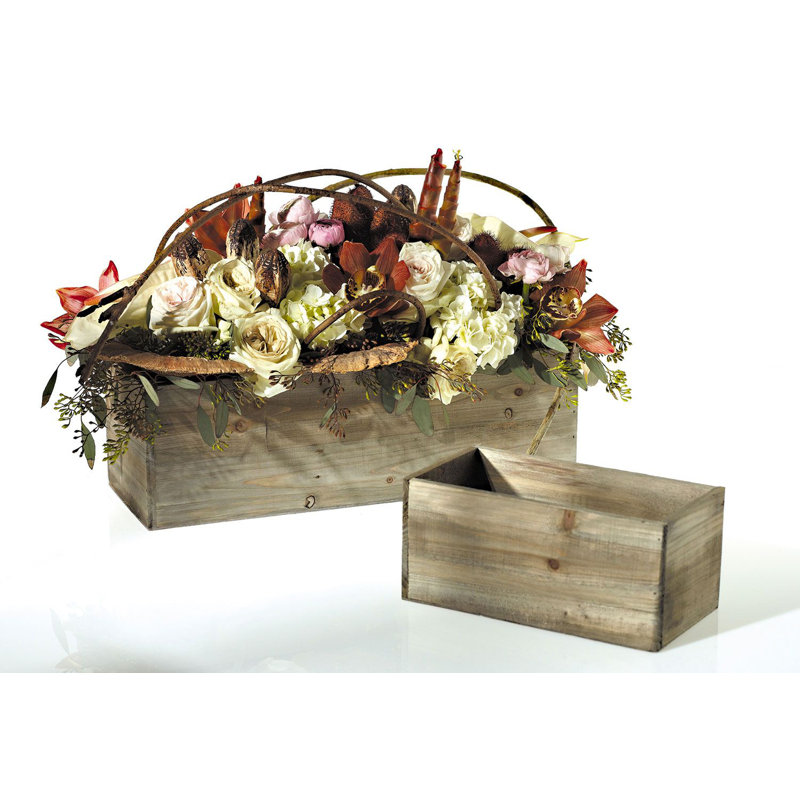 Tariah Handmade Wood Planter Box, 4" H x 12" W x 4" D, White