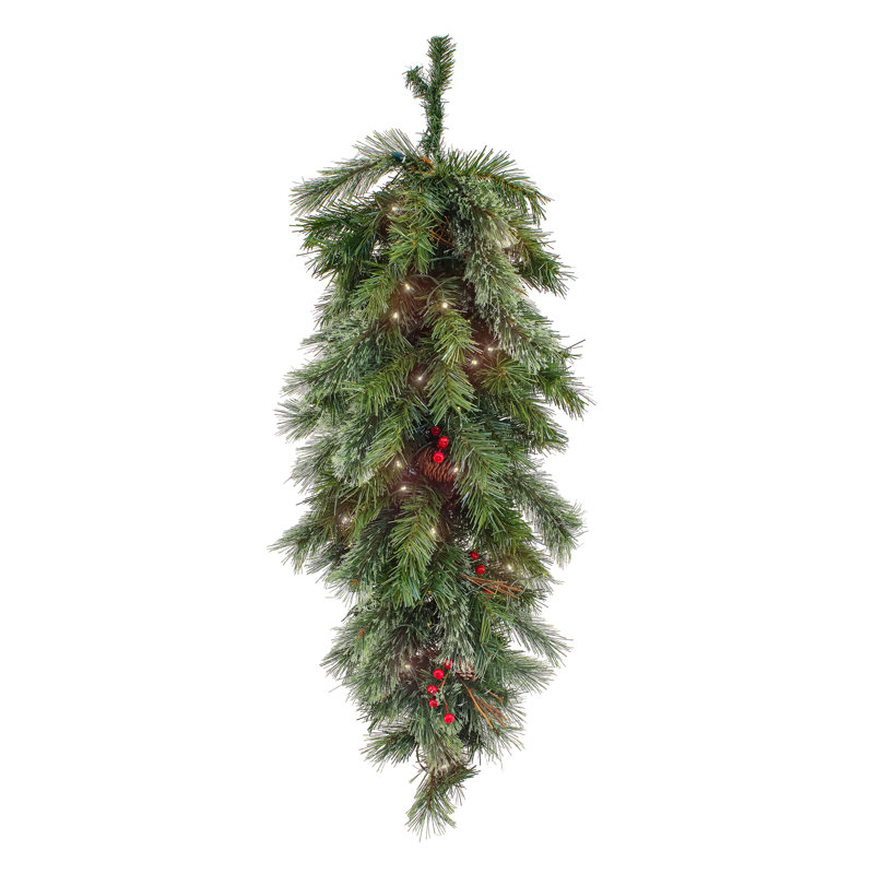 The Holiday Aisle® 36" Glistening Pine Teardrop with LED Lights