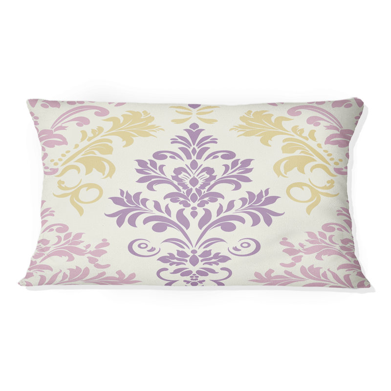 Coussin Damask Blush, H 12 po x l 20 po, Forme rectangulaire