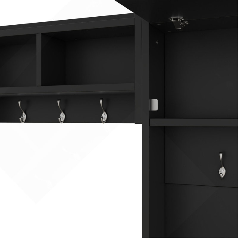 4-In-1 Detachable Hall Tree With Storage And 7 Hooks, Black