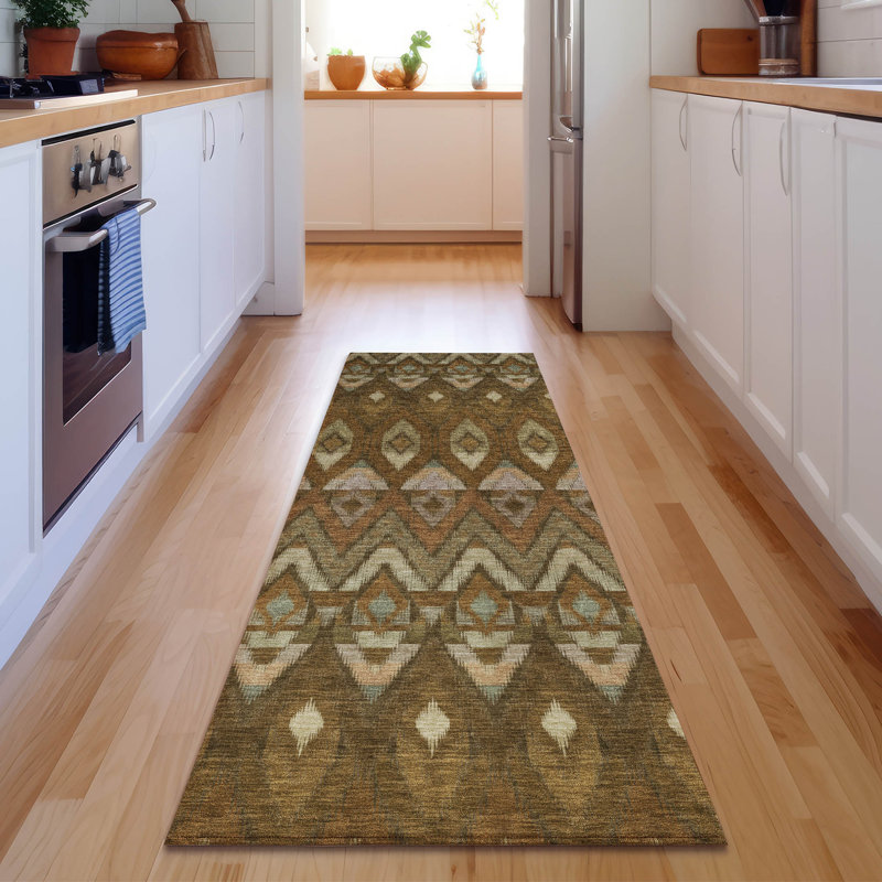 Tapis brun Cerrito lavable à la machine de qualité supérieure, Tapis de couloir 2 pi 3 po x 7 pi 6 po