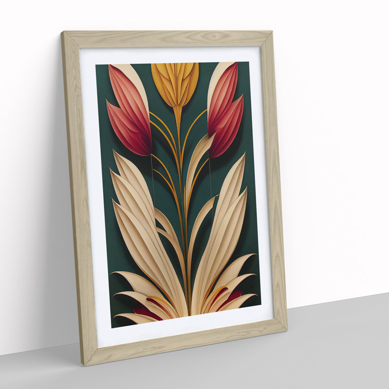 Flower No.1 - Single Picture Frame Print, 46cm H x 34cm W x 2cm D, Oak Framed