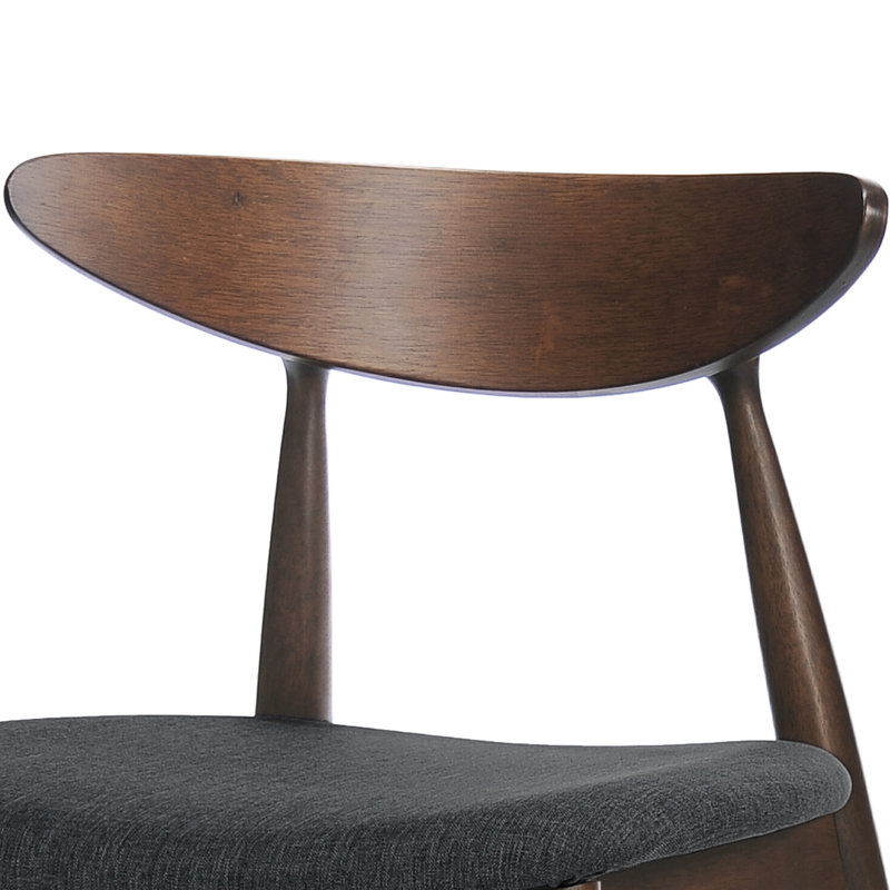 Ensemble de salle à manger de style Mid-Century moderne, 1 table rectangulaire et 4 chaises confortables, 100% bois d'hévéa, plateau de table en faux bois avec peu d'entretien, support de chaise ergonomique, coussins moelleux, noyer et gris anthracite, pour