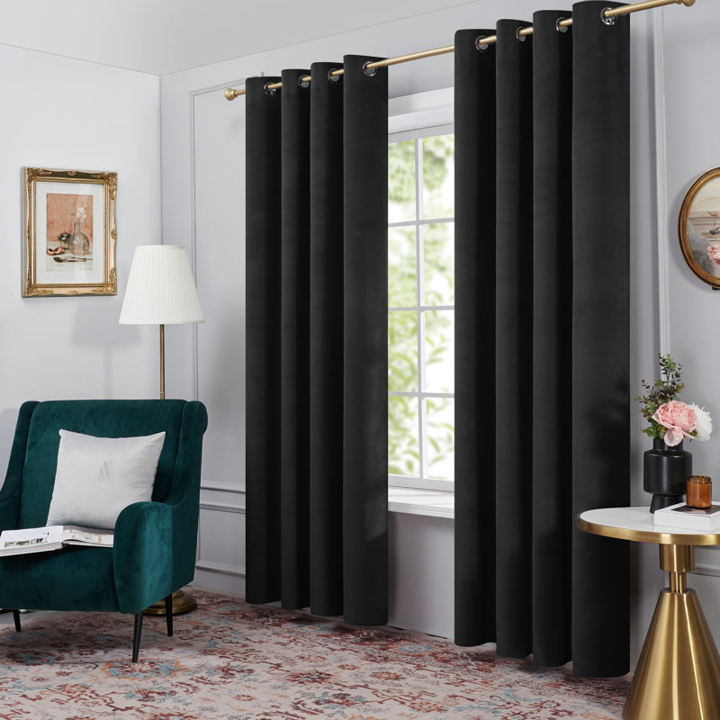 Zmari Blackout Curtain Pair, 52" W x 84" L, Black