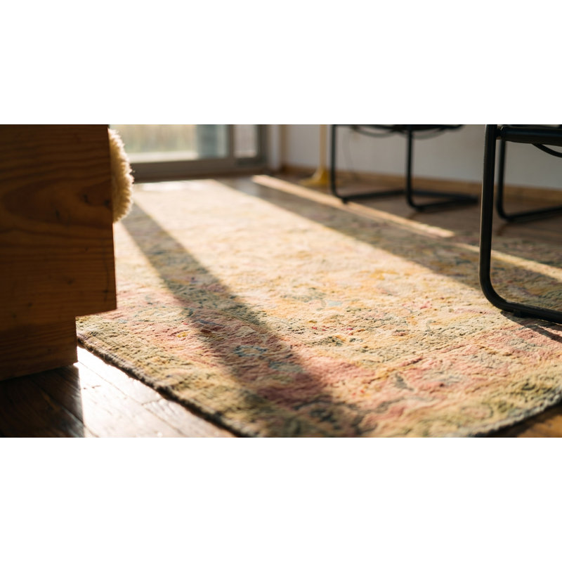 Tapis jaune en coton Antique