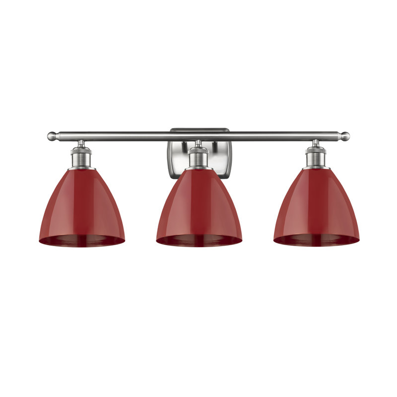 Amylee 3 - Light Dimmable Vanity Light, Red, Brushed Satin Nickel