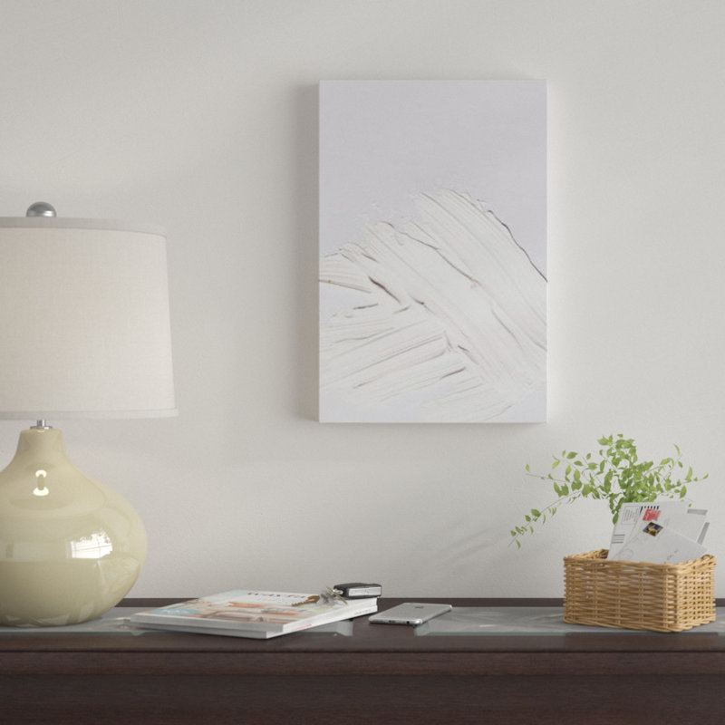 «Minimal White», impression sur toile, H 26 po x l 18 po x P 1,5 po, Toile avec cadre noir, Pas de tapis