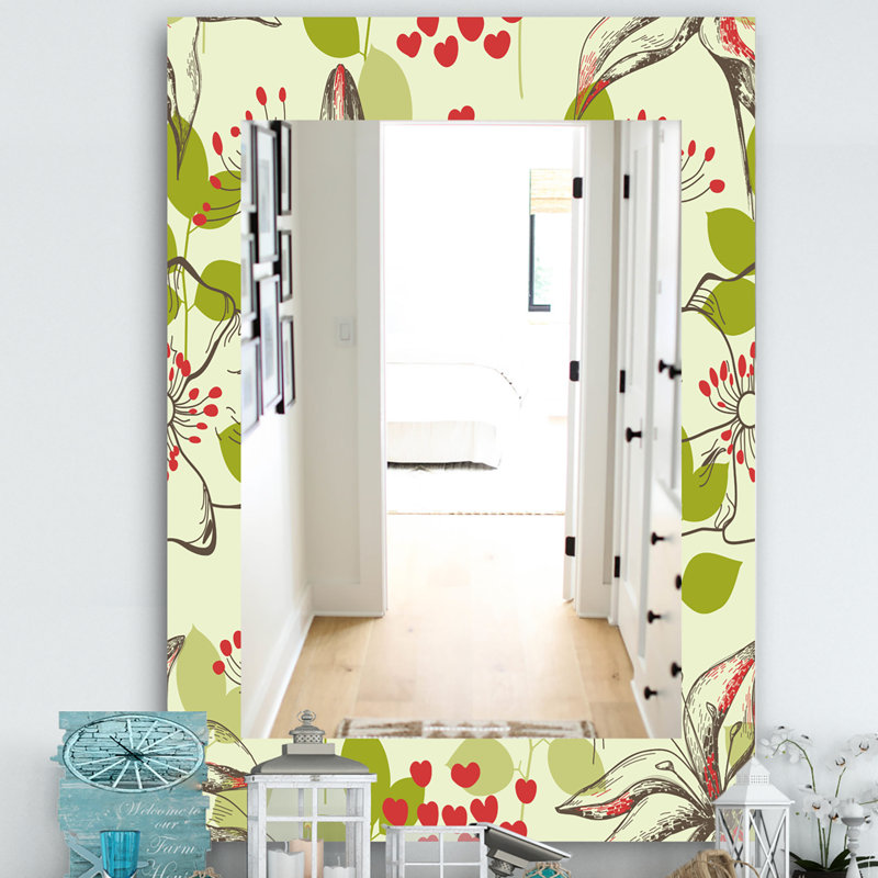 Miroir mural bohémien, H 39,4 po x l 29,5 po, Fleur 1