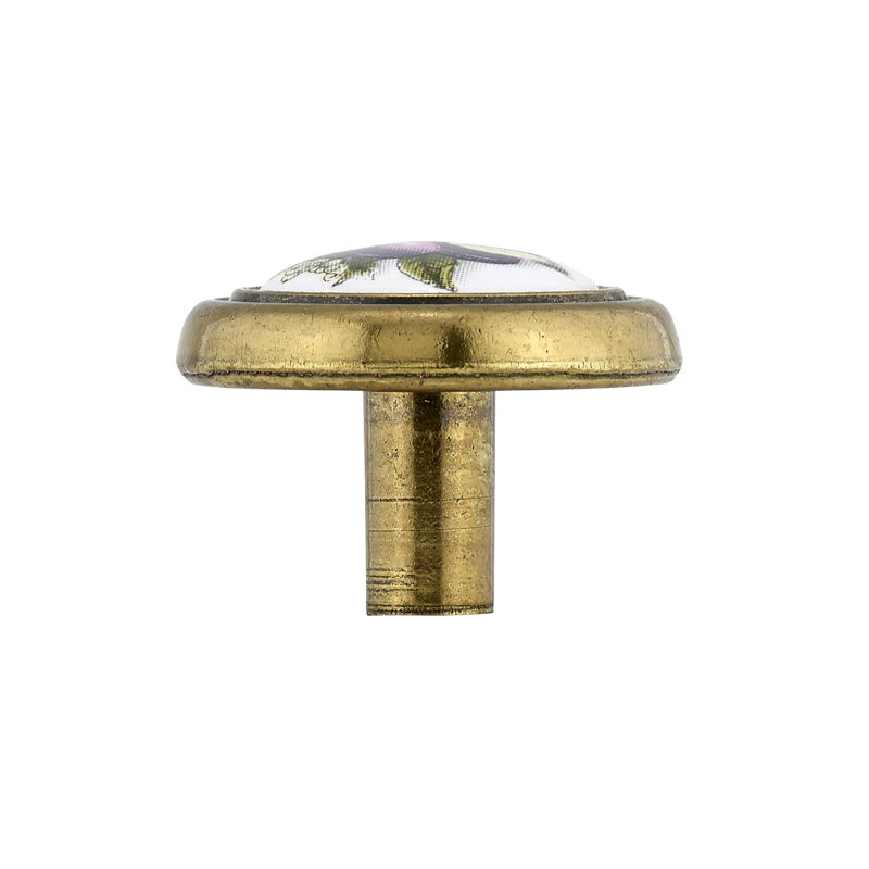 Poignée ronde 1 1/4" de diamètre Expression, Prune et laiton bruni