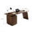 Modern Wood Veneer Office Desk With 3-Drawer Cabinet – Rectangular Writing Table