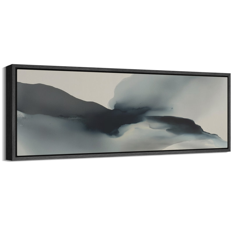 «Minimalist Wash Mountain Landscape», impression sur toile encadrée, Cadre flottant noir, H 20 po x l 60 po x P 1,5 po