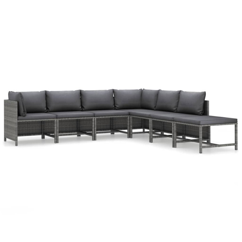 7 Piece Patio Lounge Set with Cushions, Anthracite, Gray