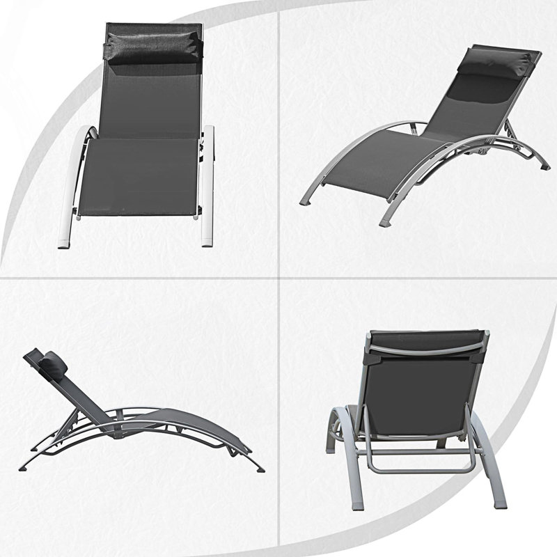 Set Of 2 Pool Lounge Chairs, Dark Gray