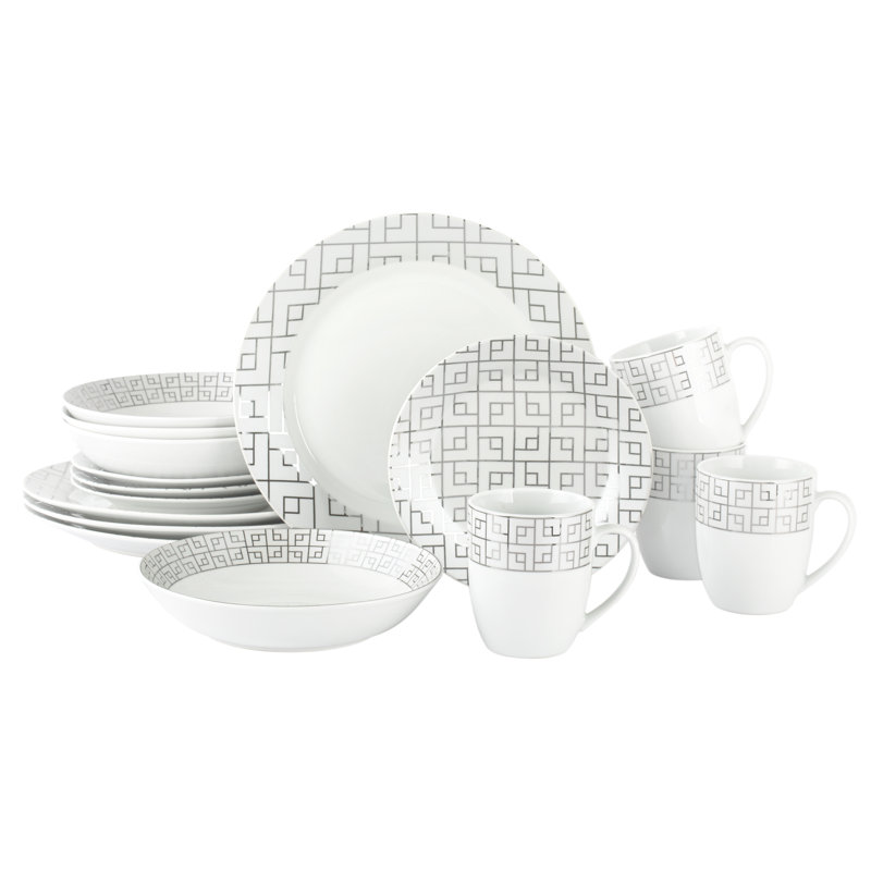 16pc Platinum Glitz Ggeo Dinner Set