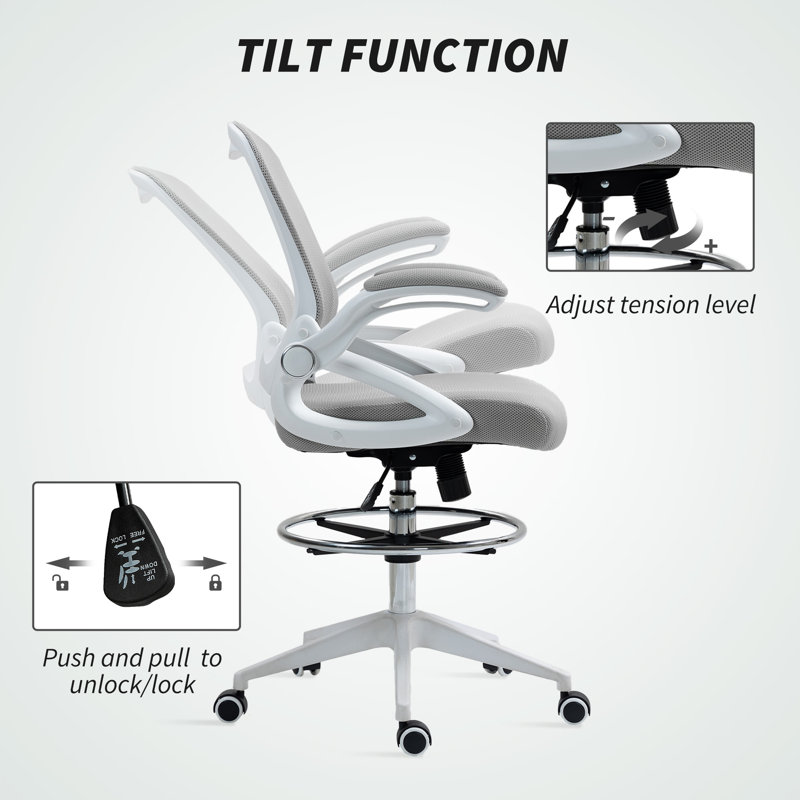 Mesh Drafting Chair, White