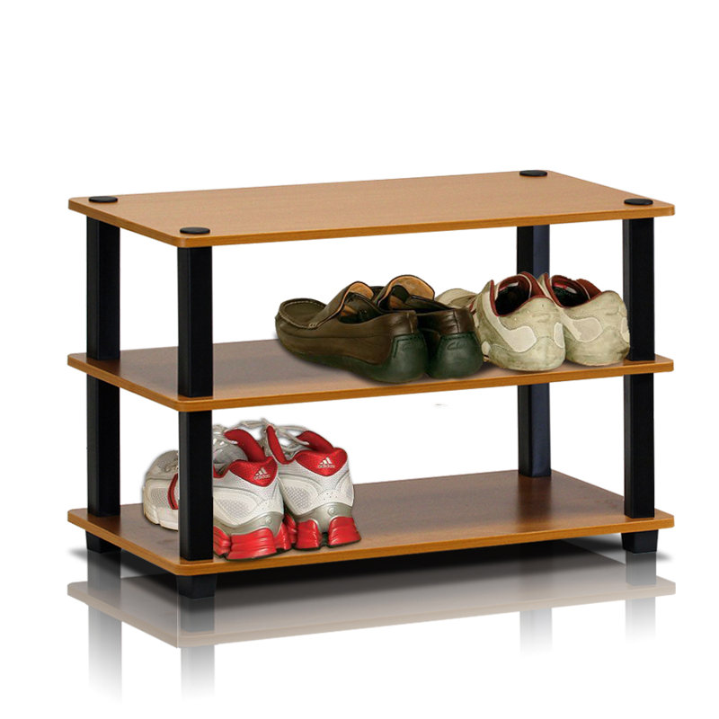 9 Pair Stackable Shoe Rack, Light Cherry