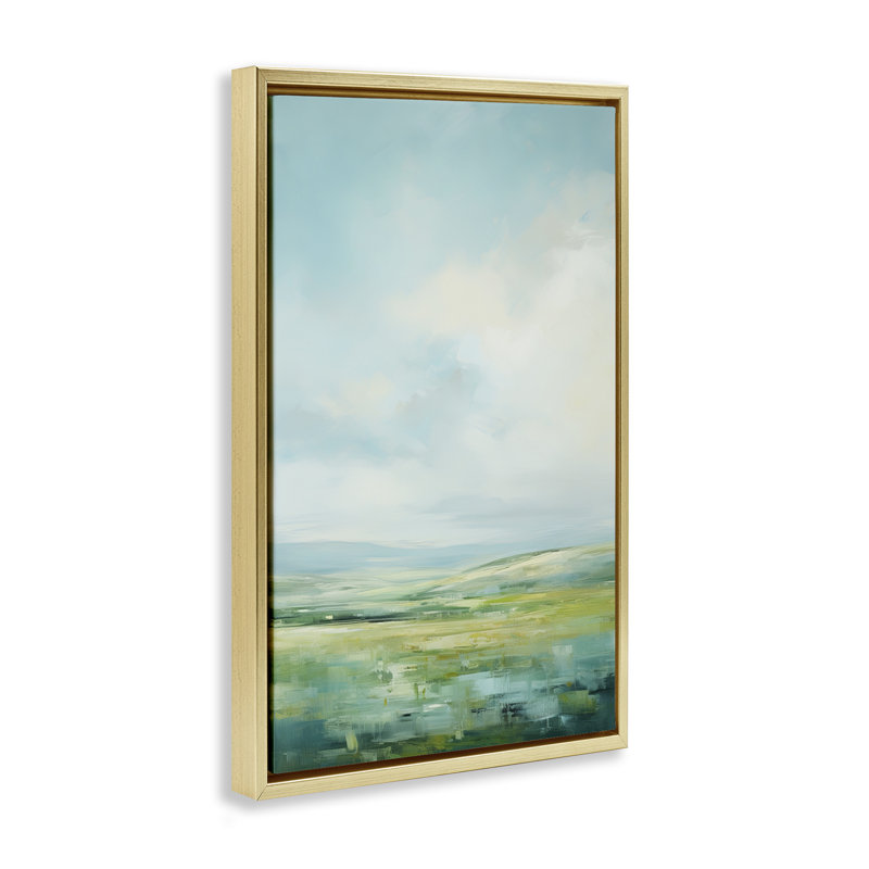  «Scenic Countryside Clouds», toile flottante encadrée par Raymond Powers, H 25 po x l 17 po, Cadre flottant métallique doré