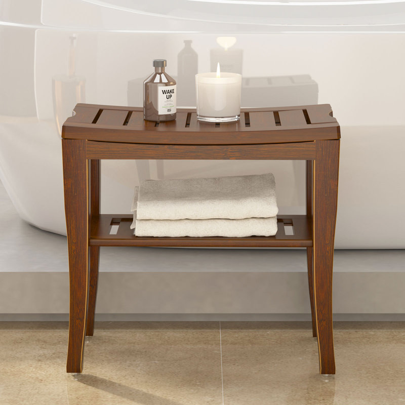 Thacker 18.7'' W Bamboo Shower Bench, Coffee