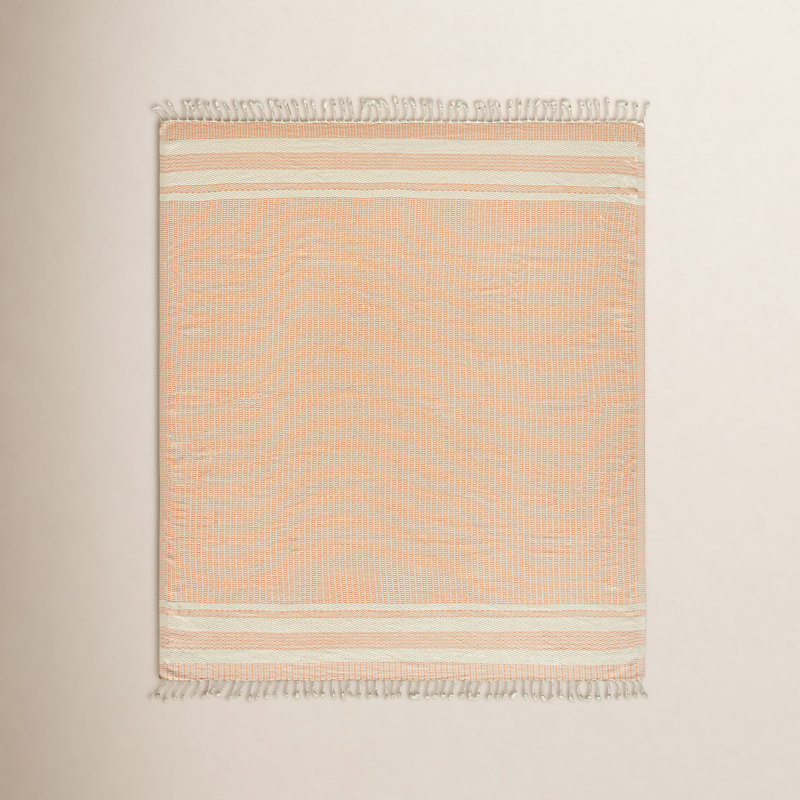 Dacion 100% Turkish Cotton Throw, Orange Striped