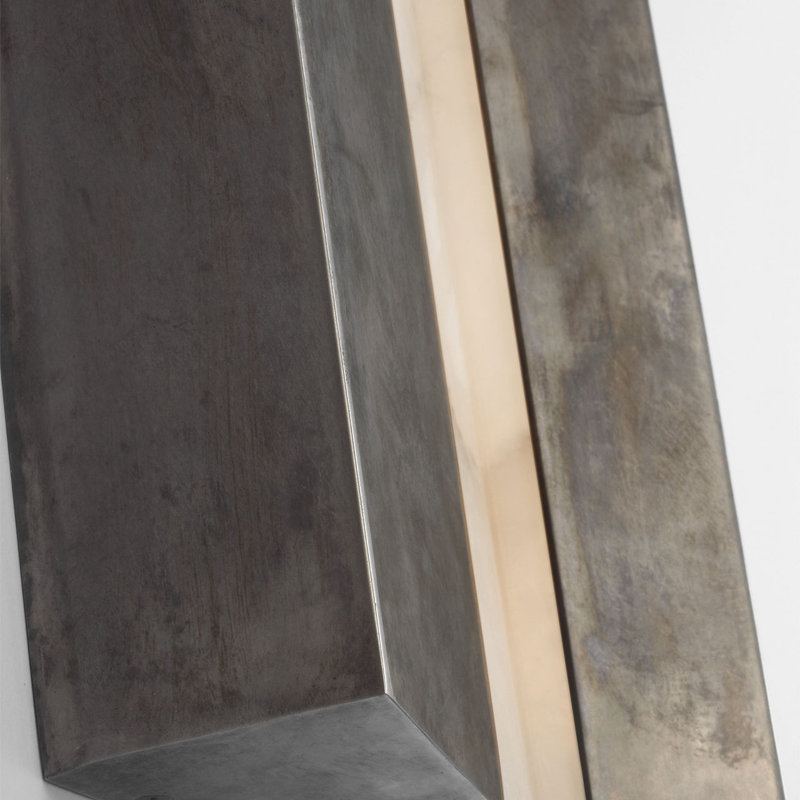 Anne-Marie Barton Austera 32" Sconce with Alabaster, Mottled Pewter, 20" H x 8" W x 3.25" D