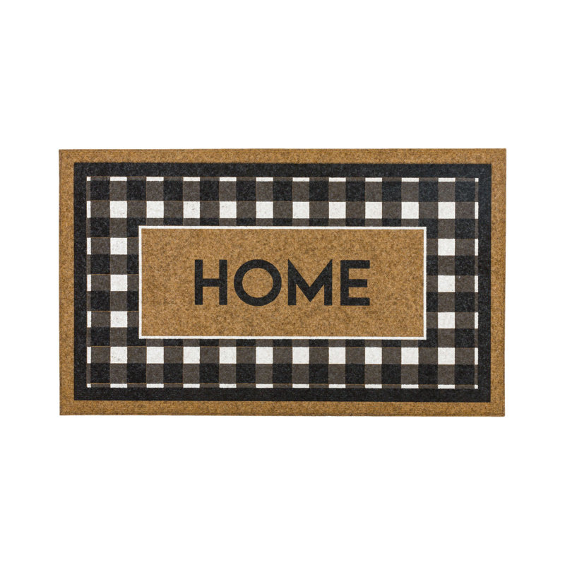 Fall Welcome Home Black and White Faux Coir Outdoor Doormat