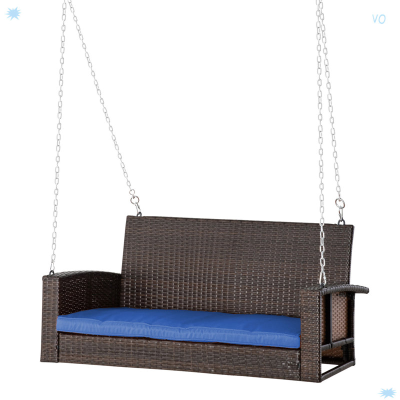Banc de balançoire suspendu en osier pour 2 personnes Outsunny, Bleu