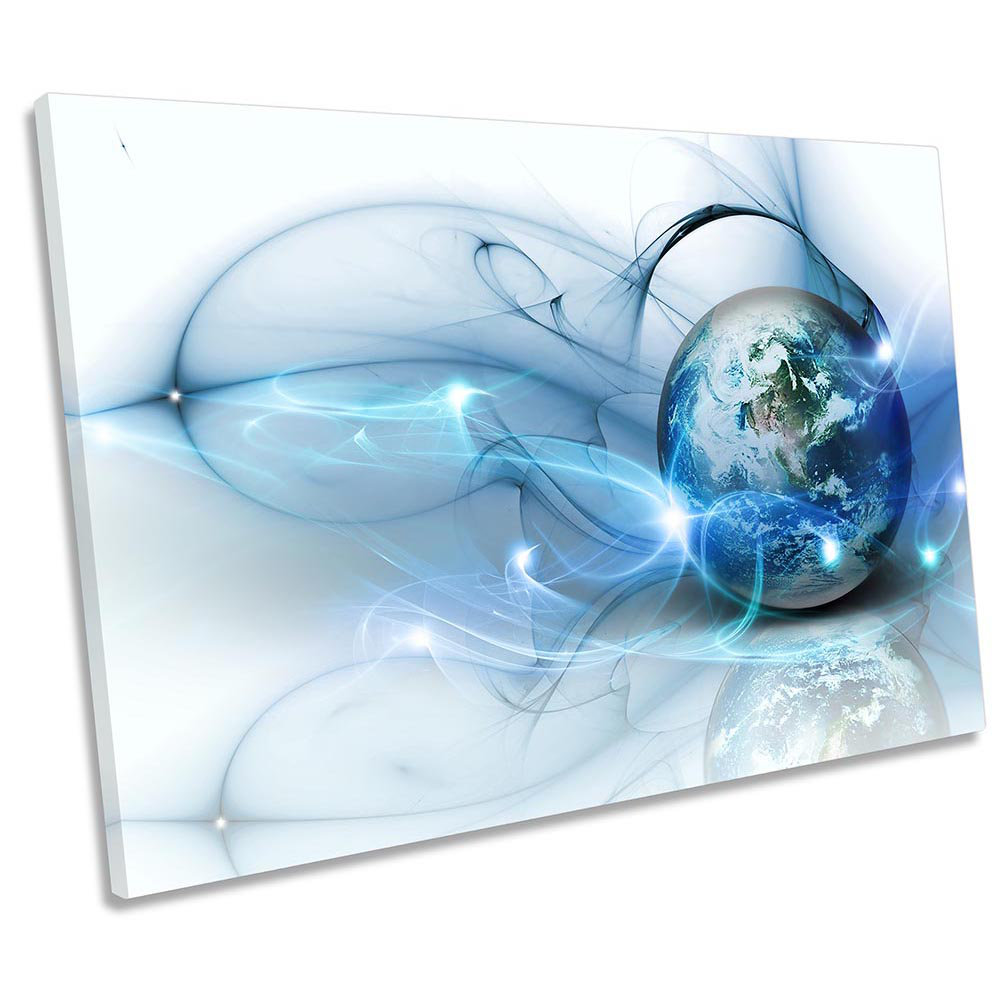 Ivy Bronx Abstract Blue Planet Earth Framed CANVAS PRINT Wall Art ...