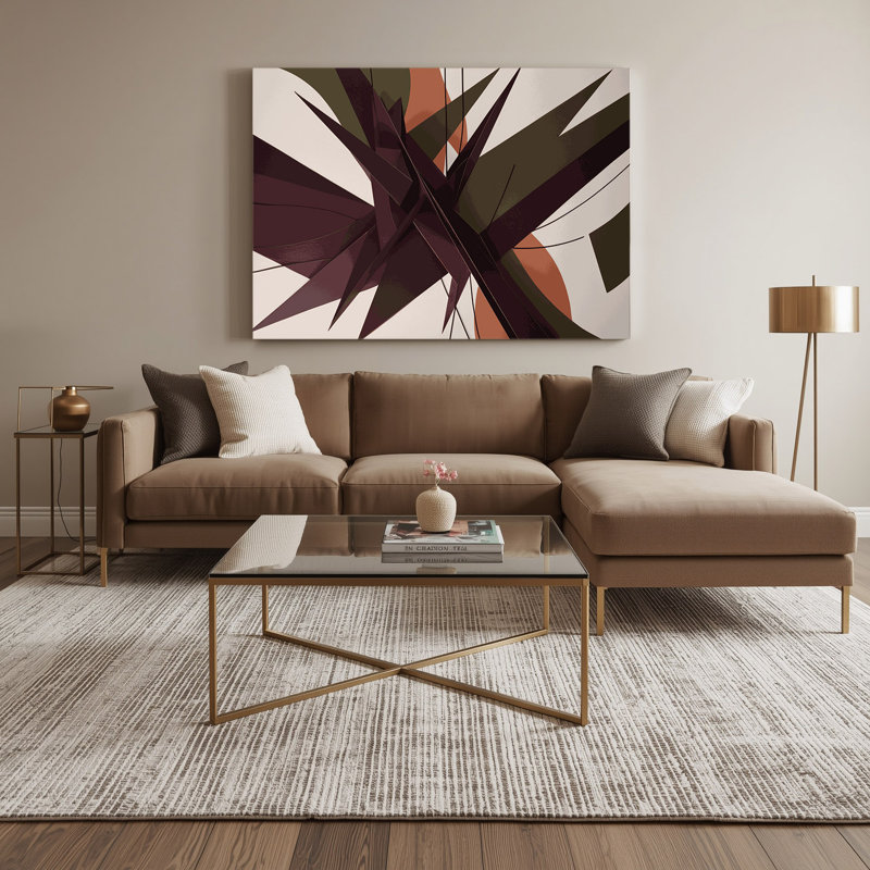 Geometric Abstraction 61 Brown Canvas Wall Art, 11" H x 14" W