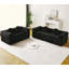 Canapé moderne sans os avec deux coussins décoratifs circulaires, tissu en polyester à poils longs texturé litchi doux pour la peau, canapé en mousse à carreaux-1975046214