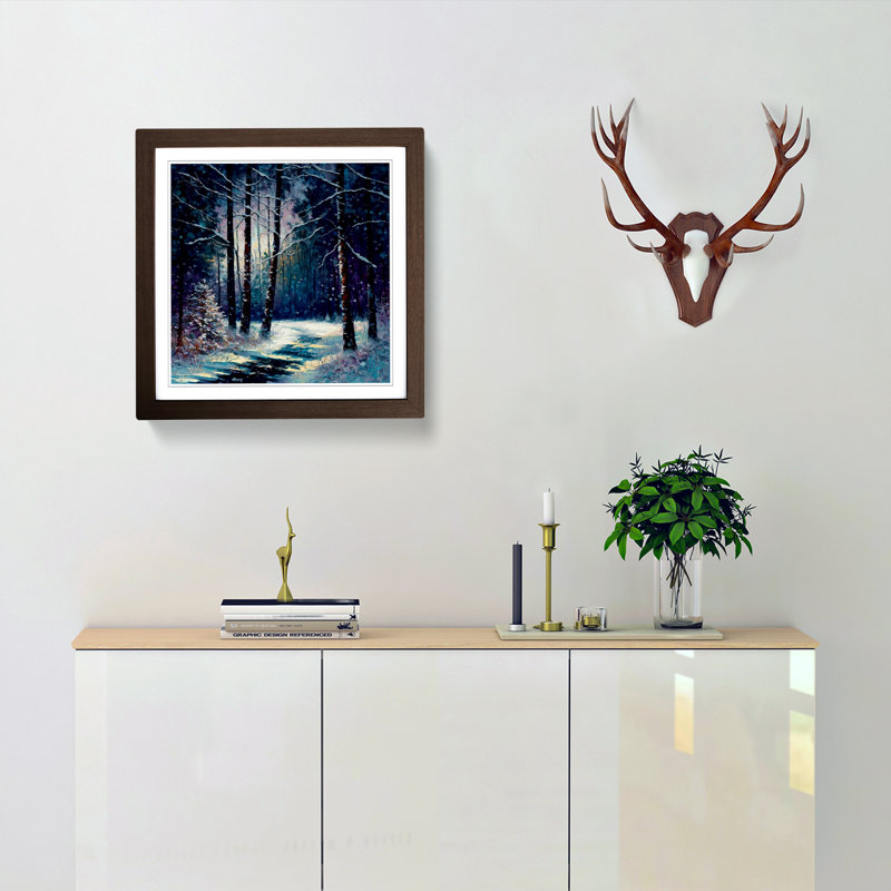 Winter Forest Neo-Impressionism - Framed Print, Walnut