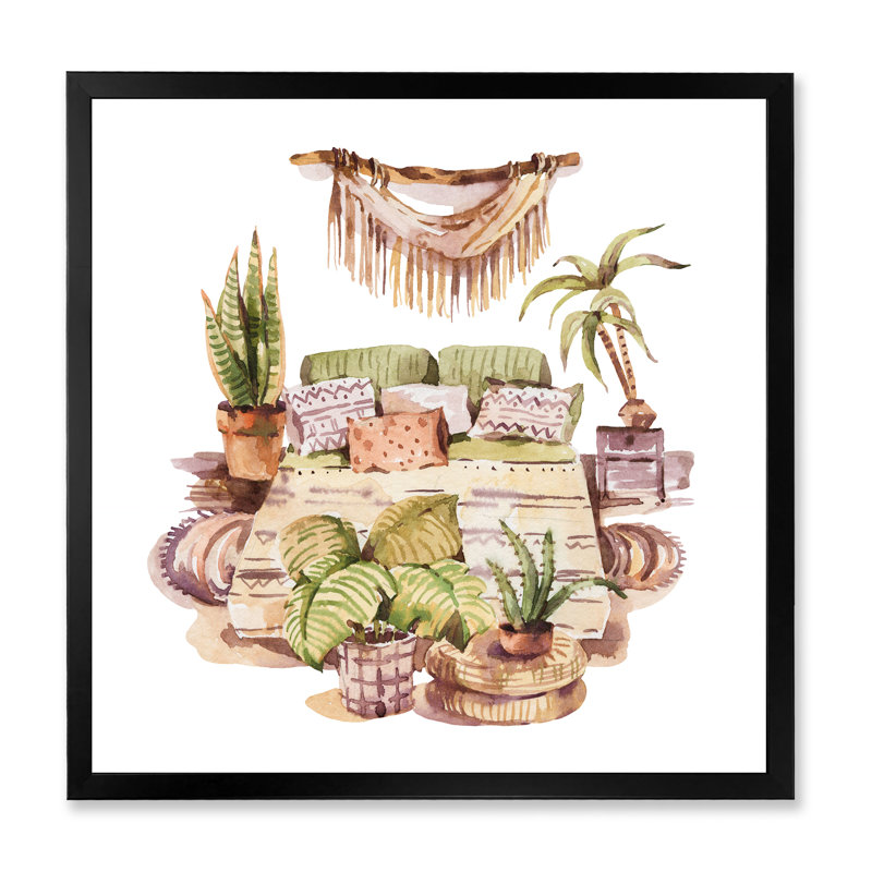 Plantes d'intérieur d'intérieur Urban Jungle IV - peinture sur toile, H 36 po x l 36 po x 1,5 po, Cadre photo noir