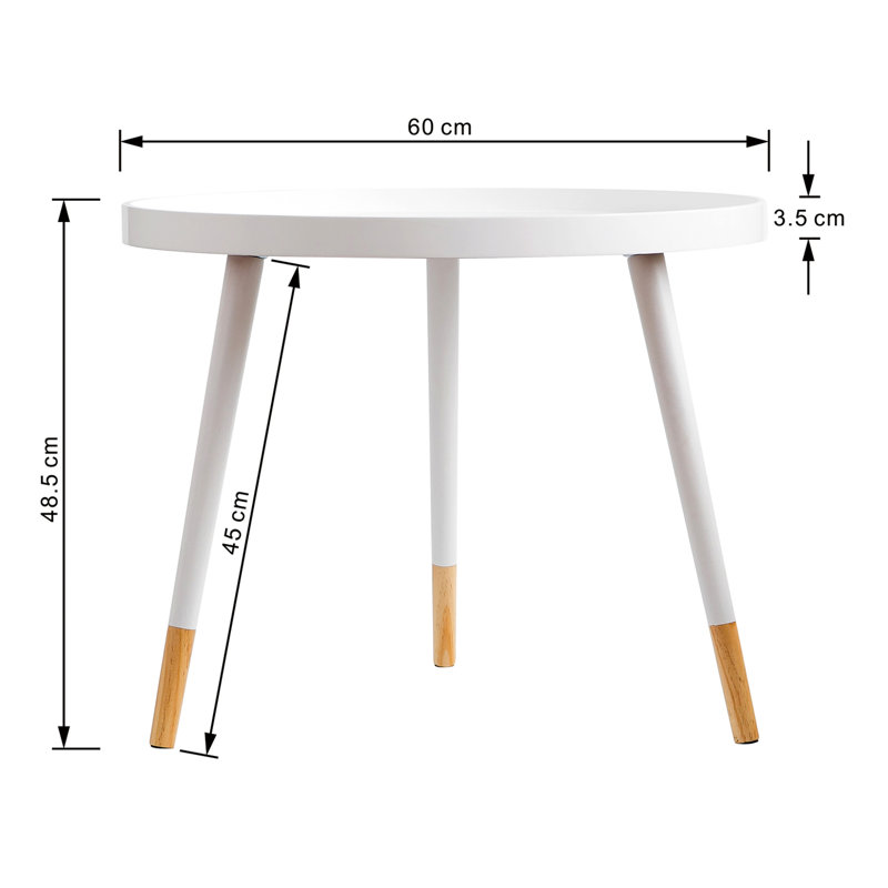 Albany Solid Wood Tray Top End Table, White/Natural, White