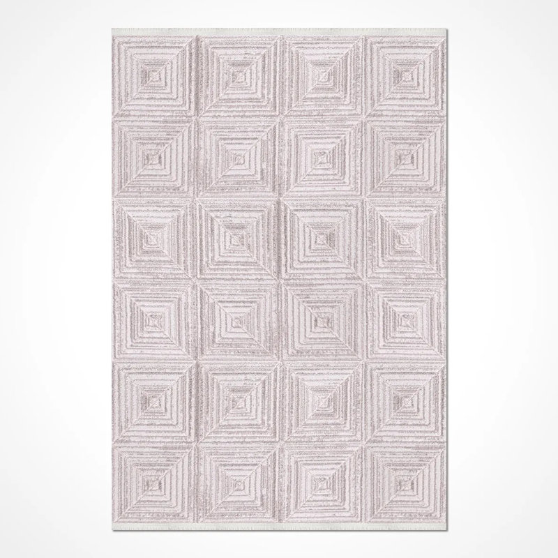 Tapis en polypropylène Jalura Mink Modern résistant aux taches et facile à nettoyer, 2,6 pi x 8 pi