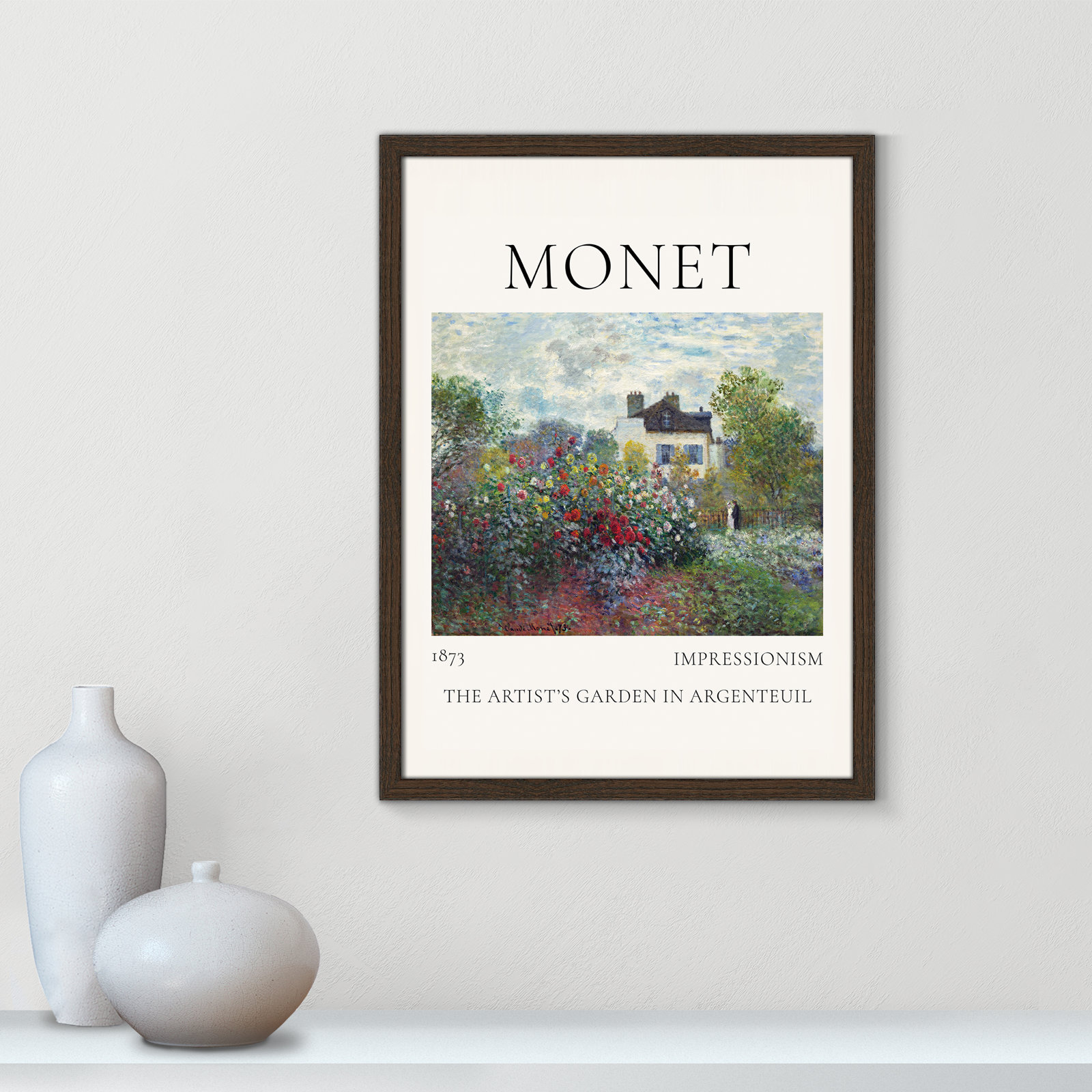 Rocchetto "Artists Garden in Argenteuil" Print, Walnut Single Picture Frame, No, 23" H x 17" W x 0.75" D
