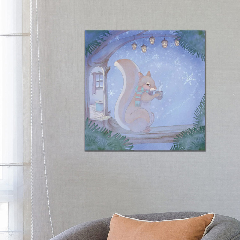 Cozy Squirrel - Wrapped Canvas Painting, 66.04 cm H x 66.04 cm W x 3.175 cm D