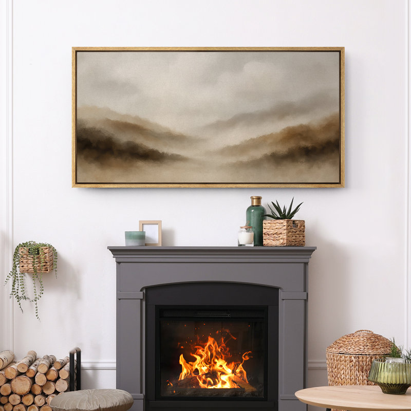 Large Framed Canvas Print Wall Art - Neutral Abstract Landscape Print for Minimalist Modern Wall Decor, Natural