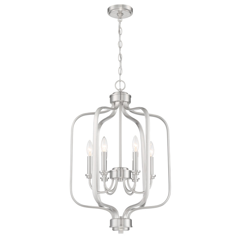 Merwin 6 - Light Dimmable Square / Rectangle Chandelier, Brushed Polished Nickel