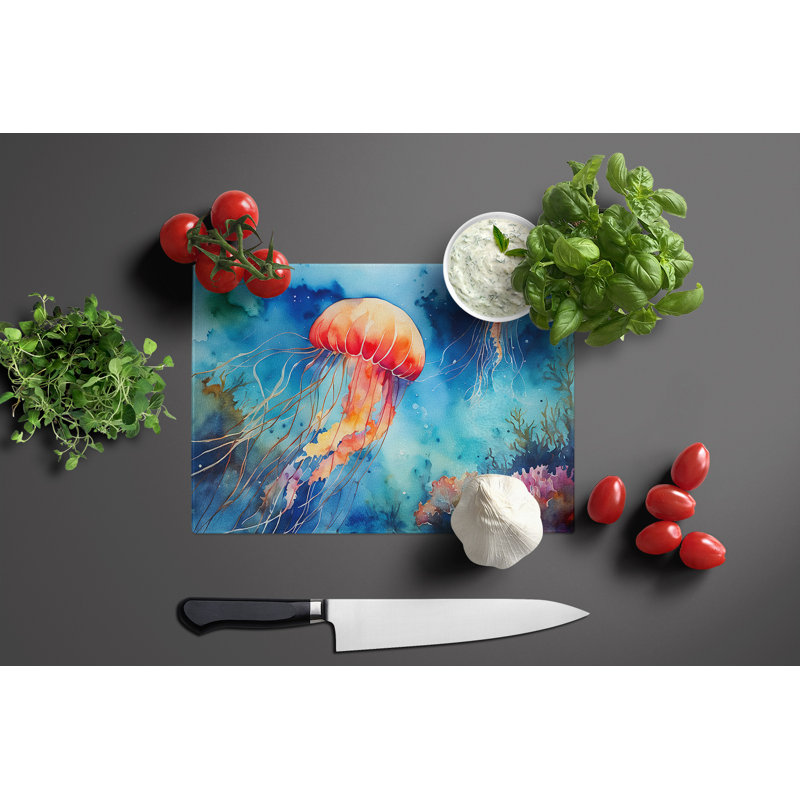 Jellyfish Glass Cutting Board Large
