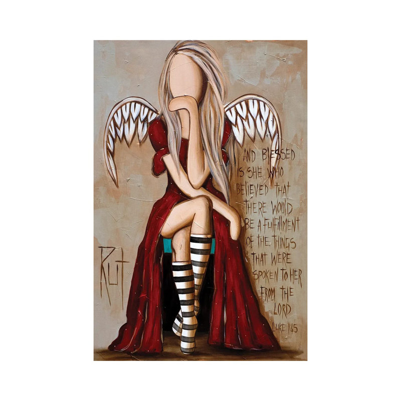 « And Blessed is her » par rut art Creations, reproduction d’art, H 12 po x l 18 po x 1,5 po, Toile tendue, Pas de tapis